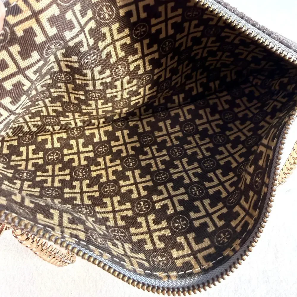 Tory Burch Python Print Leather Foldover Clutch Crossbody Bag Snakeskin Capsule